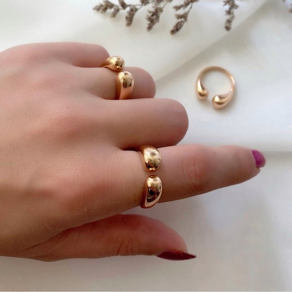 Adjustable Gold Ring 18k Gold Plated Geometric Ring - Picture 8 of 12